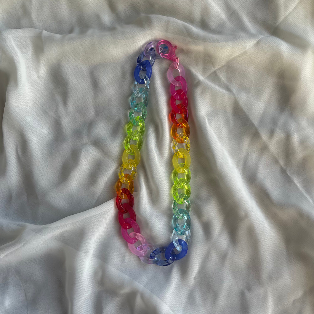 Rainbow Acrylic Short Necklace