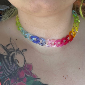 Rainbow Acrylic Short Necklace
